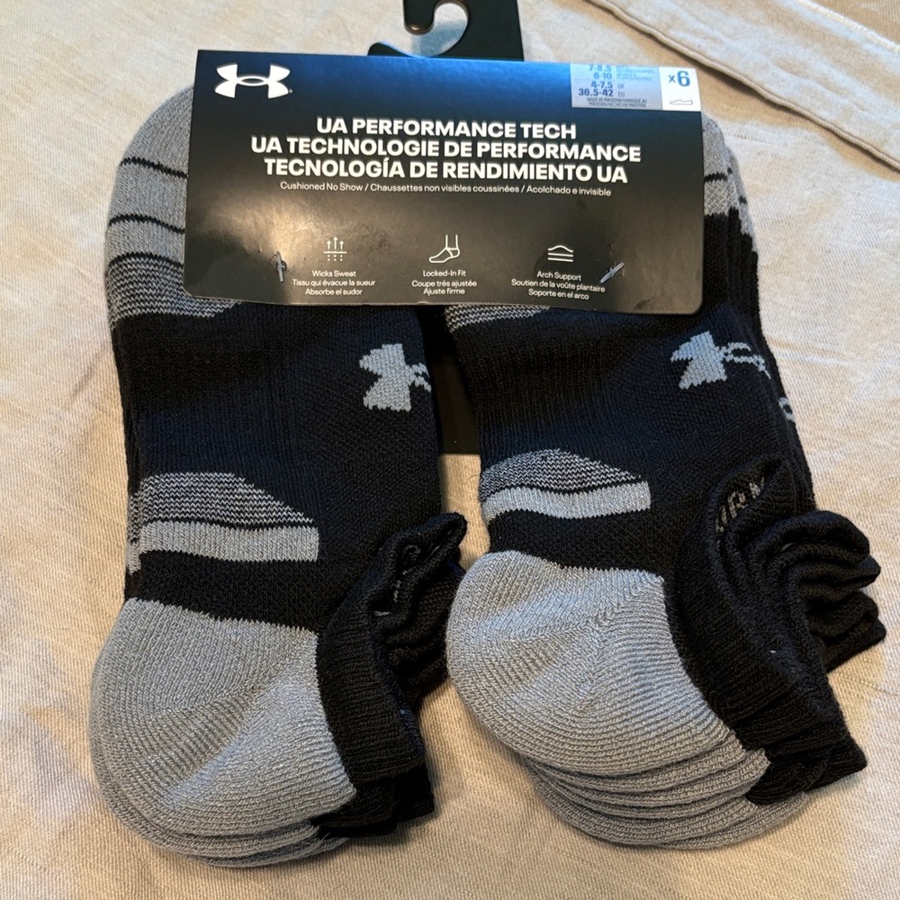 Under Armour Black and Gray Athletic Socks